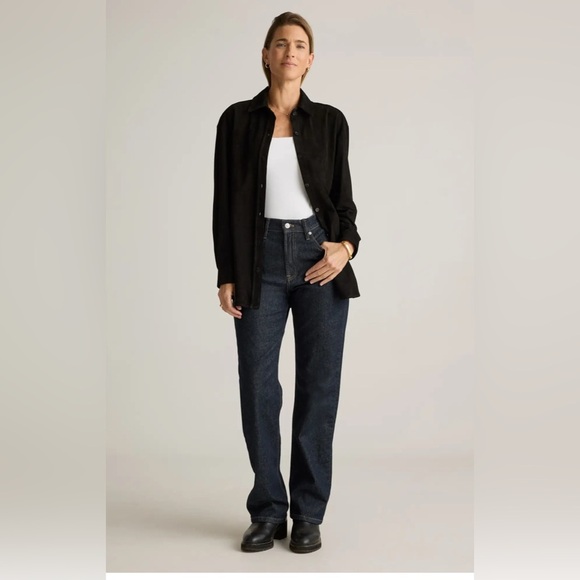 - Quince NEW 100% Suede Leather Overshirt Woman’s Size Medium Shacket - Picture 1 of 7